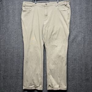 Duluth Trading Co. Flex Fire Hose Relaxed Fit Khaki Pants Mens Sz 48x32 Workwear